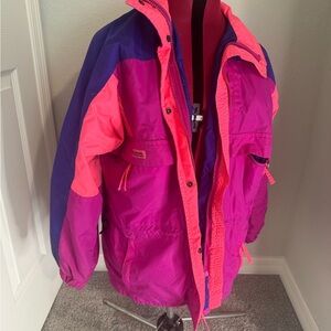 Columbia color block pink purple y2k vintage winter jacket